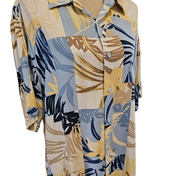 NWOT Cubavera Men's Palm Print Short Sleeve Button Down Shirt - Picture 4 of 4